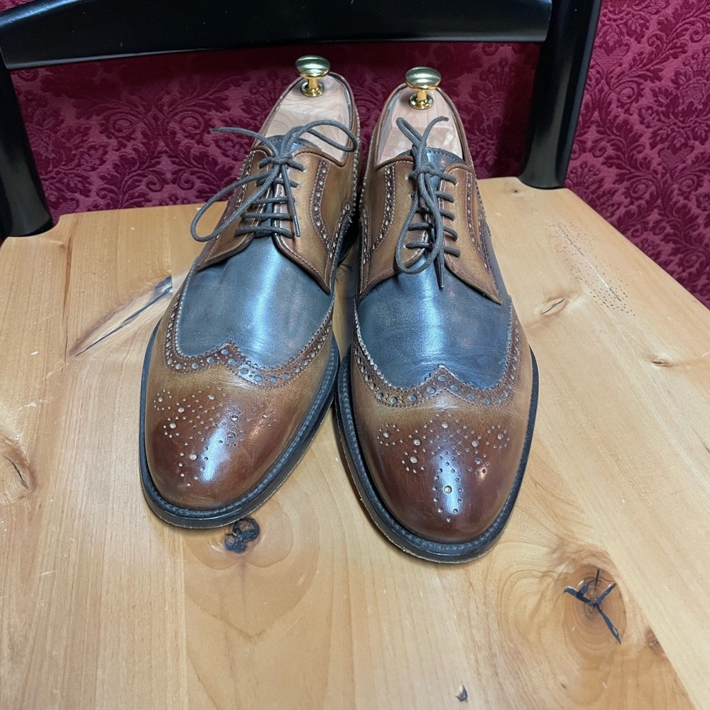 Men’s Size 10 Ace Marks dress shoes grey and light brown two tone